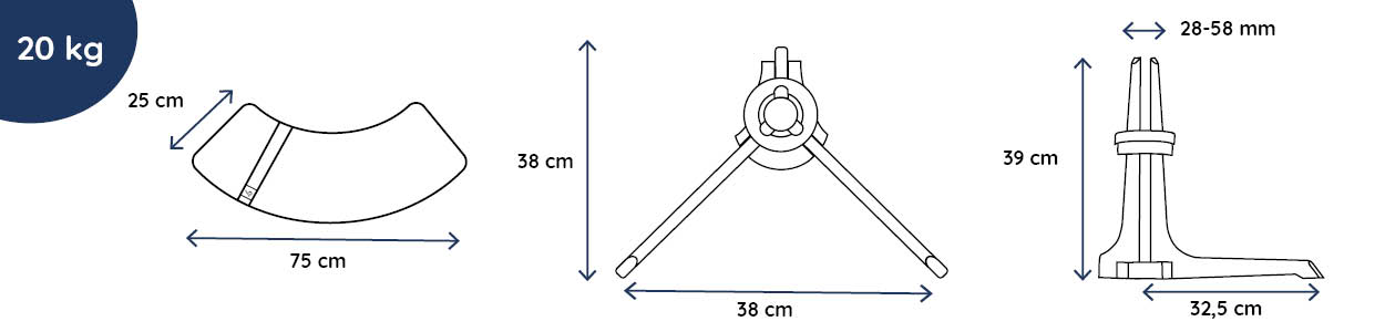 Baser half balcony parasol base 20 kg specifications