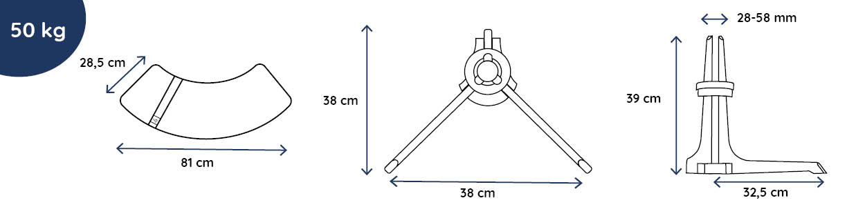 Baser half balcony parasol base 50 kg specifications