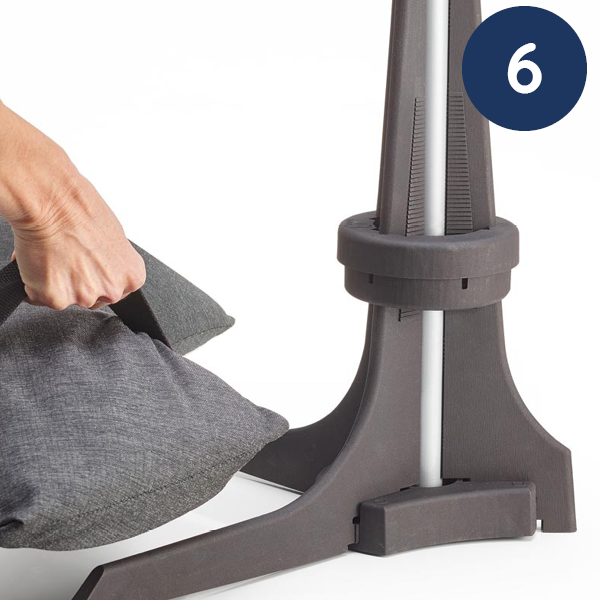 Baser half parasol assembly guide step 6 position the sandbag(s) on the base