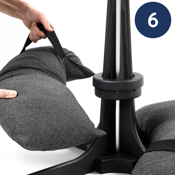 Baser orginial or orginial parasol assembly guide step 6 position sandbags on top of the base
